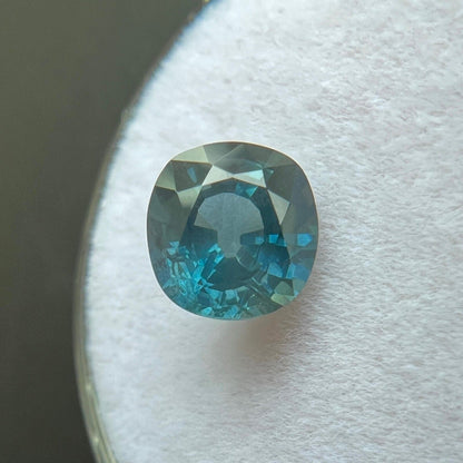 NATURAL 1.72ct Green Blue Sapphire UNIQUE Cushion Cut 7x6.7mm Gemstone