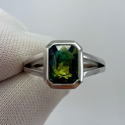 2.02ct GIA Certified Untreated Bi Colour Sapphire 18k White Gold Signet Ring