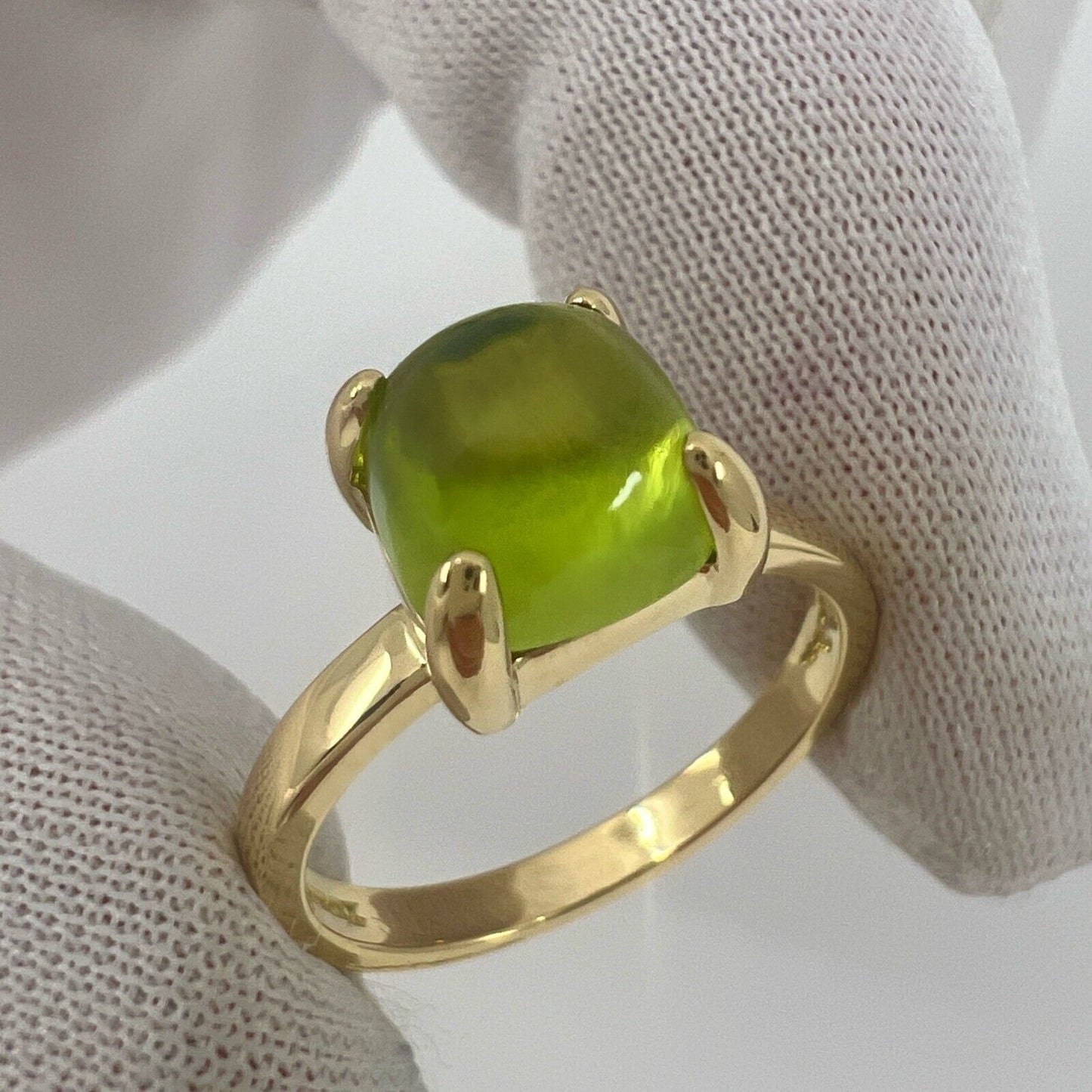 Tiffany & Co Paloma Picasso Green Peridot Sugarstack Loaf 18k Yellow Gold Ring