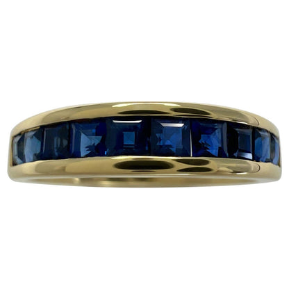 Tiffany & Co. Blue Sapphire Square Princess 18k Yellow Gold Eternity Band Ring