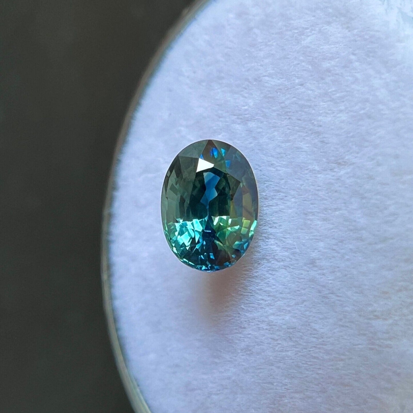 1.24ct NATURAL Vivid Blue Green Bi Colour Sapphire Oval Cut Gemstone 6.8x5mm IF