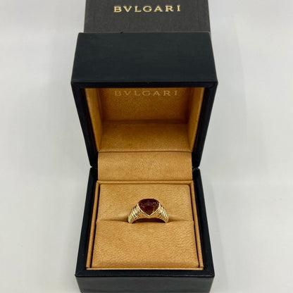 Rare Vintage Bvlgari Citrine Fancy Rose Cushion Cut 18k Yellow Gold Doppio Ring