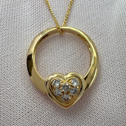 Rare Vintage Van Cleef & Arpels 18k Yellow Gold Diamond Heart Ring And Pendant