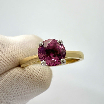 1.03ct Vivid Pink Mahenge Spinel Round Cut 18k Yellow White Gold Solitaire Ring