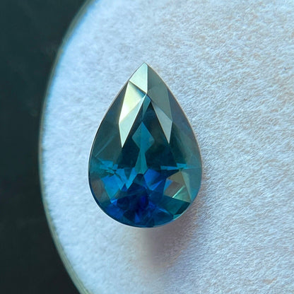 3.08ct NATURAL Deep Blue Green Teal Sapphire Pear Teardrop Cut 10.8x7.5mm Gem