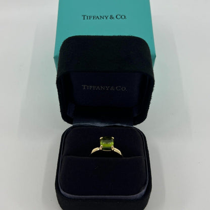 Tiffany & Co Paloma Picasso Green Peridot Sugarstack Loaf 18k Yellow Gold Ring