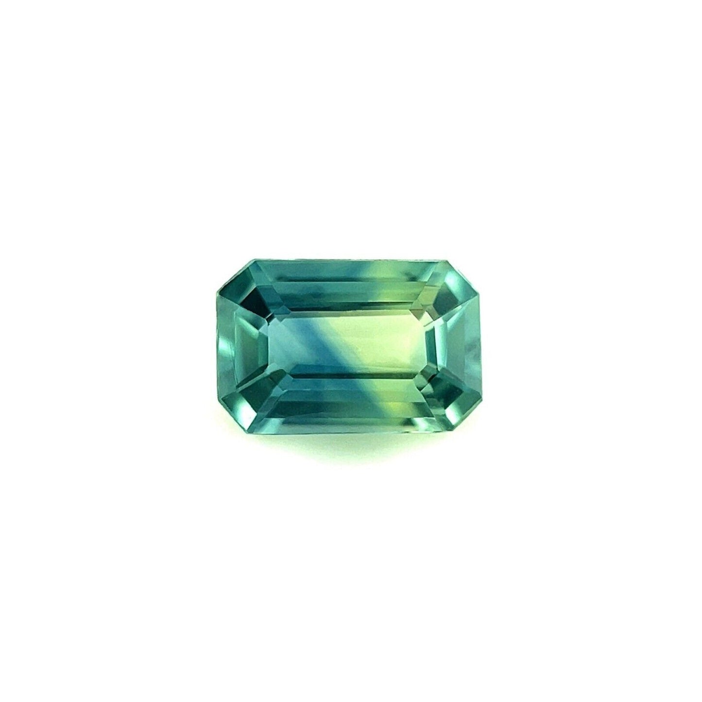 UNIQUE Parti Bi Colour NATURAL Sapphire 0.82ct Blue Green Octagon Gem 6.5x4.3mm