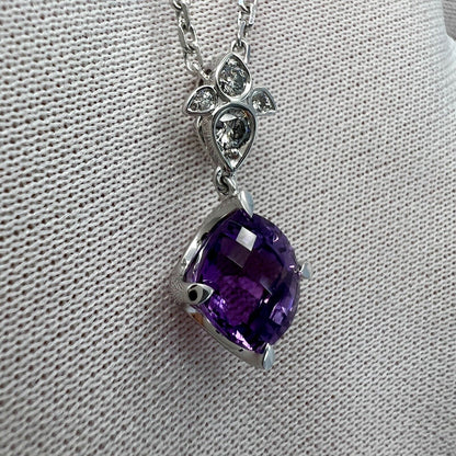 Rare Cartier Inde Mysterieuse Purple Amethyst Diamond 18k White Gold Necklace