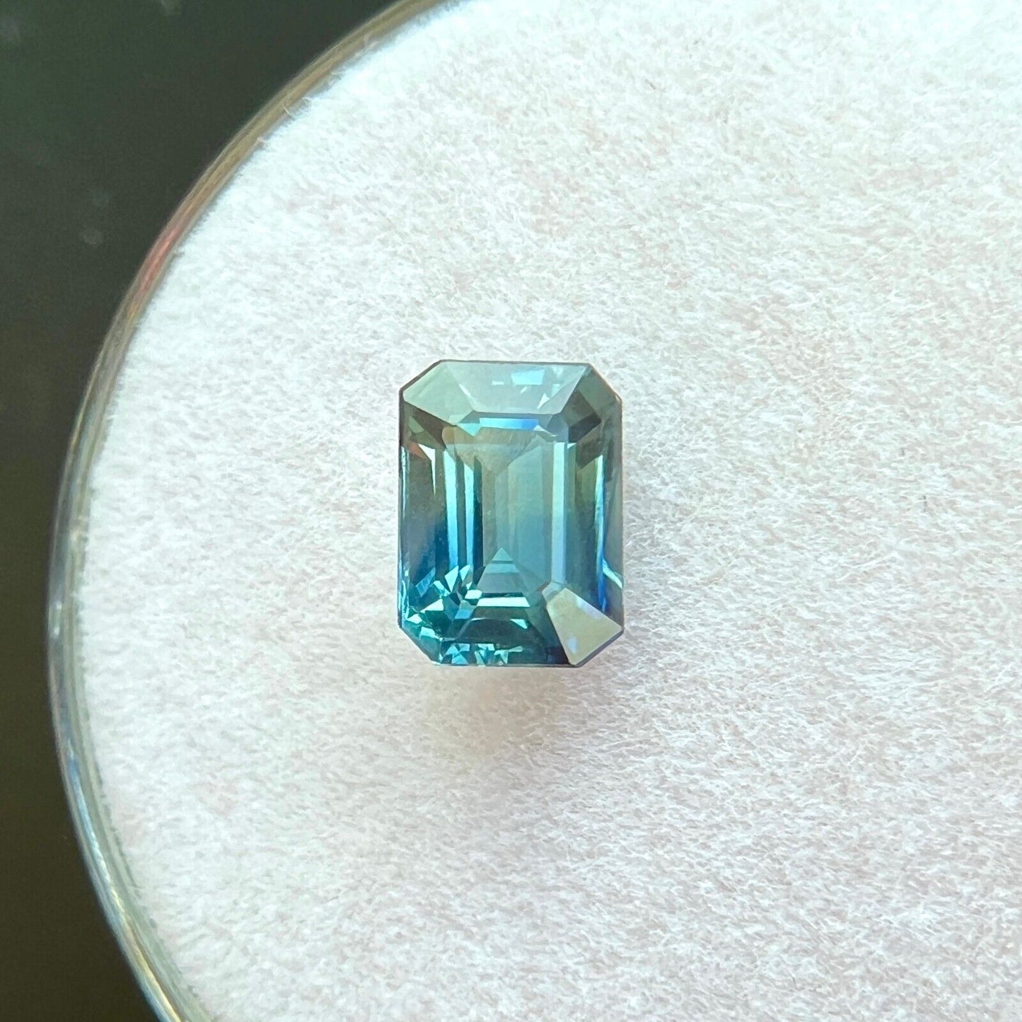 1.08ct UNIQUE Parti Bi Colour UNTREATED Sapphire Blue Green Emerald Cut Gem VVS