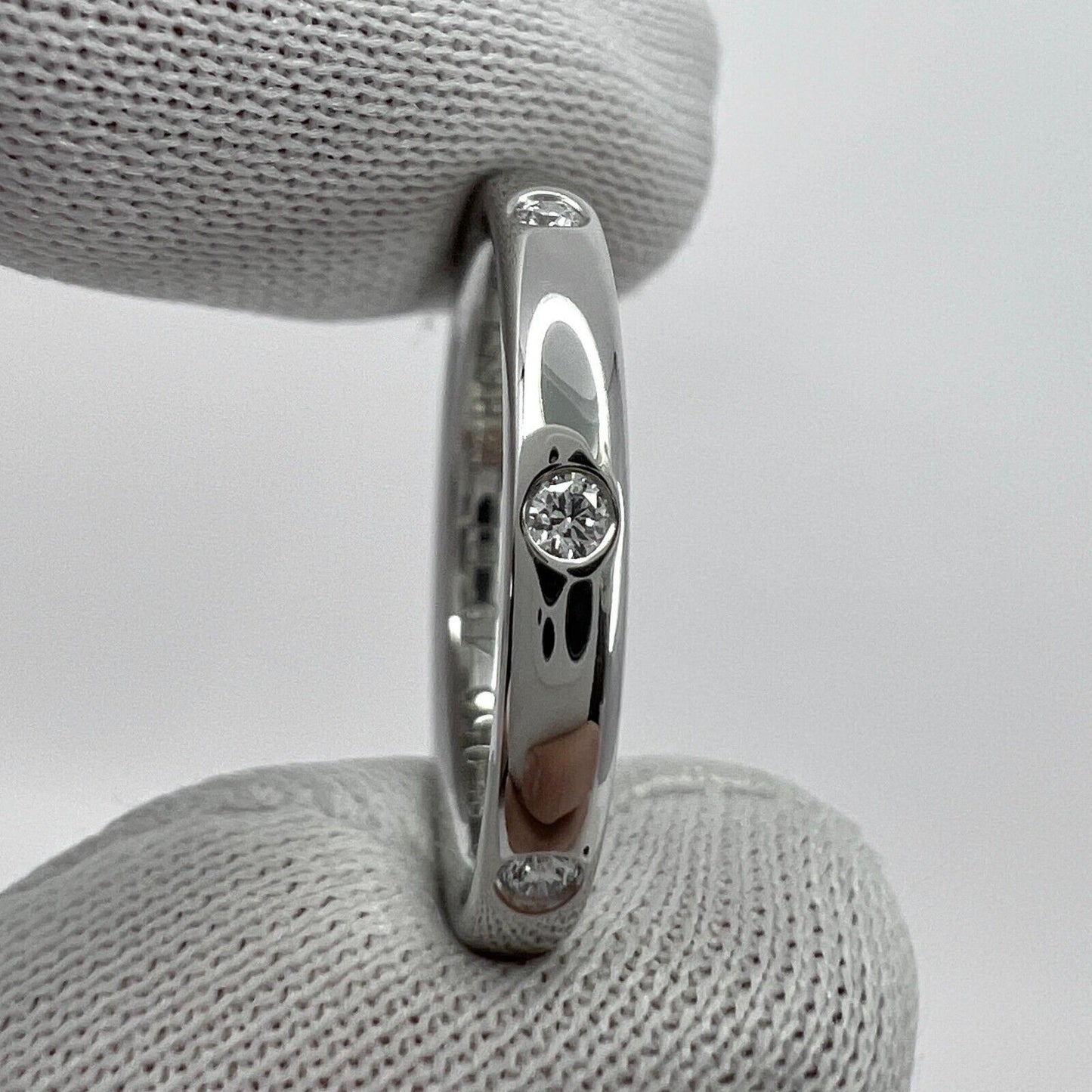 Vintage Van Cleef & Arpels Natural Diamond Platinum Band Etoile Ring 5.25 EU50