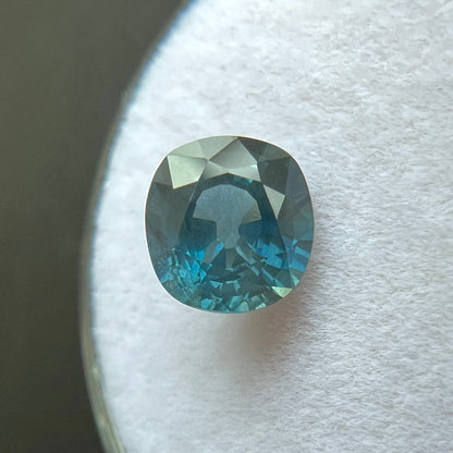 NATURAL 1.72ct Green Blue Sapphire UNIQUE Cushion Cut 7x6.7mm Gemstone