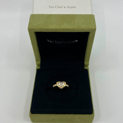 Rare Vintage Van Cleef & Arpels 18k Yellow Gold Diamond Heart Ring And Pendant