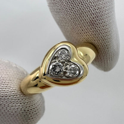 Rare Vintage Van Cleef & Arpels Diamond Heart Dome 18k Yellow Gold Platinum Ring