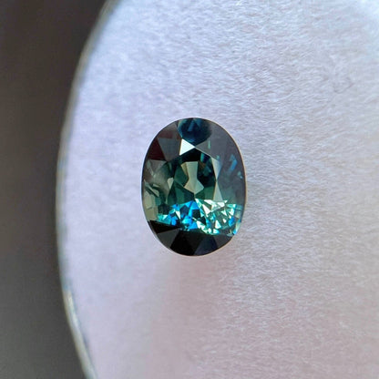 GIA CERTIFIED Unique Bi Colour Sapphire 1.03ct Blue Green Oval Cut UNTREATED