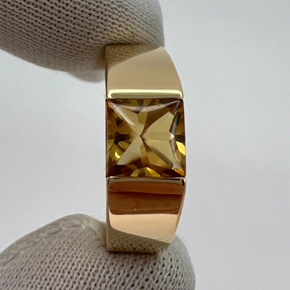 Cartier Vintage Vivid Yellow Citrine 18k Yellow Gold Tank Band Solo Ring 5.75 51