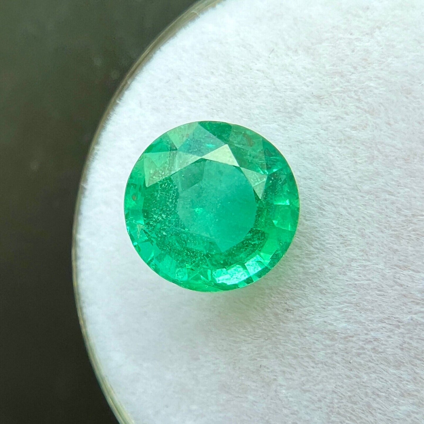 GIA CERTIFIED 2.45ct Natural VIVID Green Zambian Emerald Round Cut Gem 8.5mm