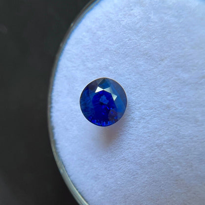 0.92ct NATURAL Ceylon Sapphire Deep ROYAL Blue Round Cut Loose RARE Gem 5.4mm