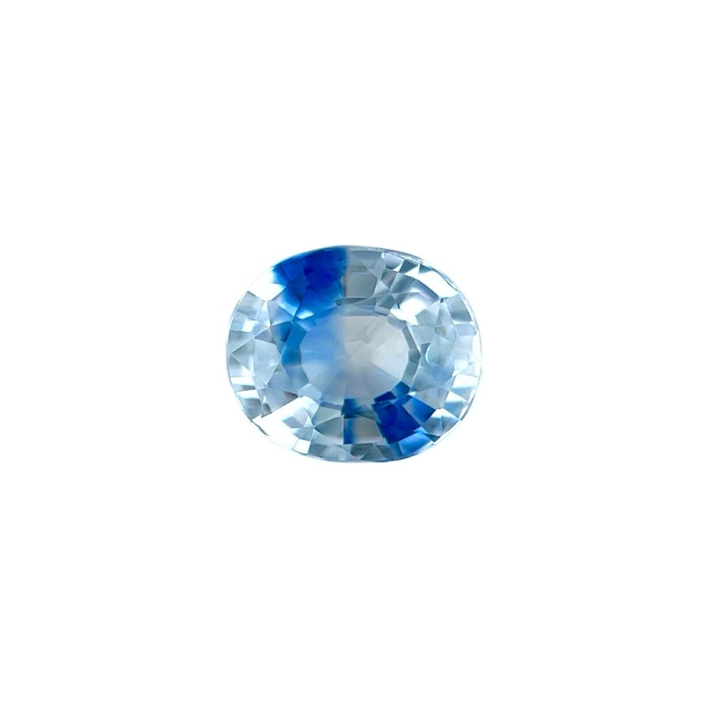 NATURAL Parti Colour CEYLON Sapphire Blue White 0.93ct Oval Cut Gem 6.2x5.3mm