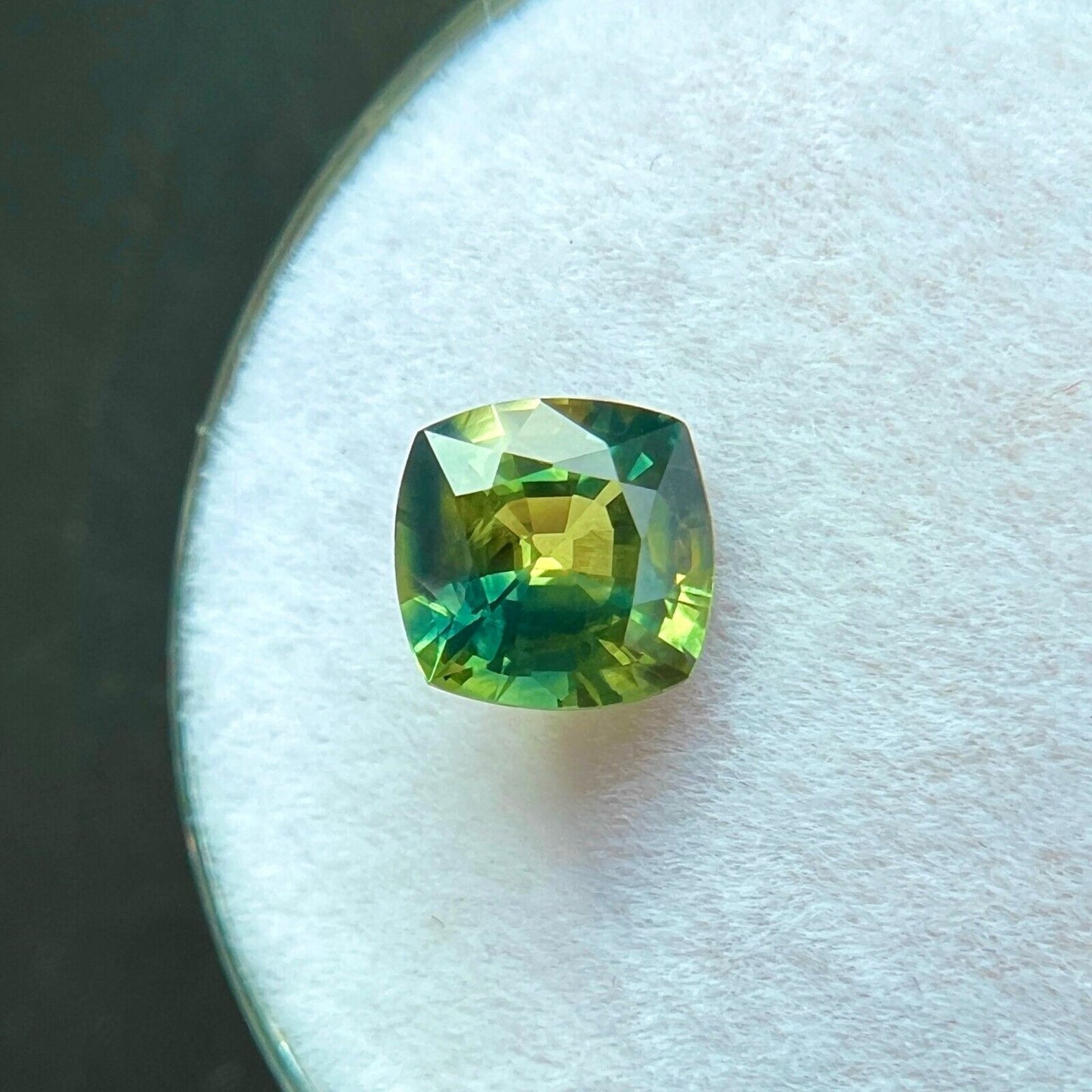 NATURAL Parti Bi Colour Sapphire 1.17ct Cushion Cut AUSTRALIAN Blue Green Yellow