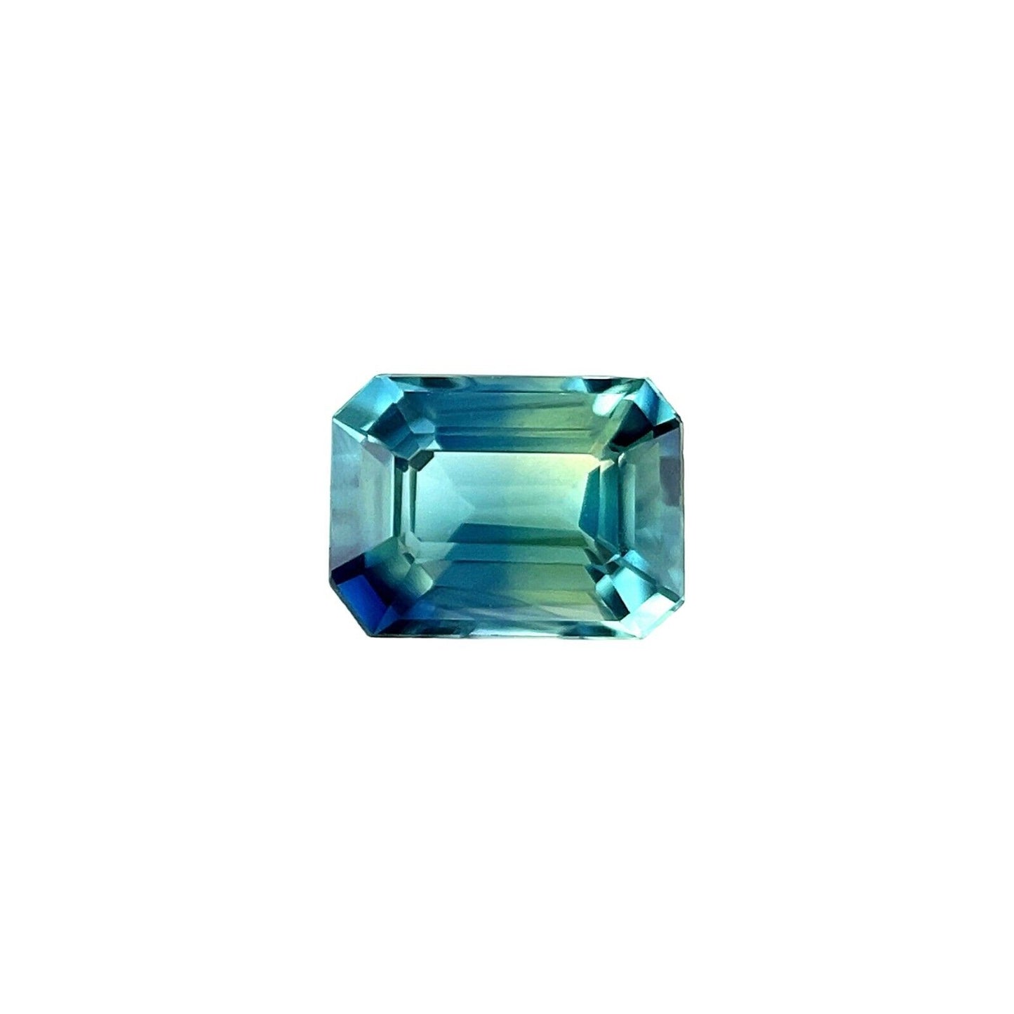 1.08ct UNIQUE Parti Bi Colour UNTREATED Sapphire Blue Green Emerald Cut Gem VVS