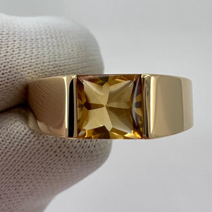 Cartier Vintage Vivid Yellow Citrine 18k Yellow Gold Tank Band Solo Ring 5.75 51