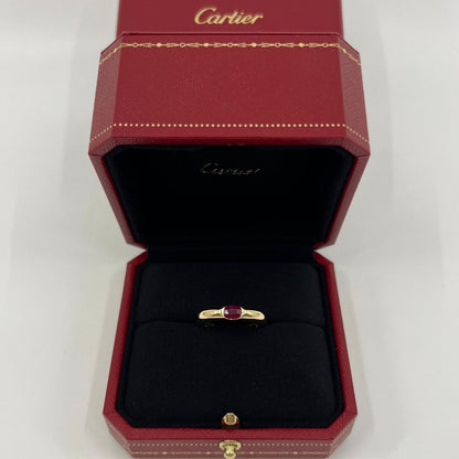 Vintage Cartier Deep Red Ruby Ellipse 18k Yellow Gold Oval Cut Solitaire Ring 49