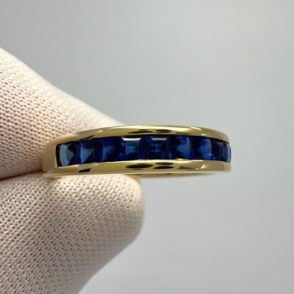 Tiffany & Co. Blue Sapphire Square Princess 18k Yellow Gold Eternity Band Ring