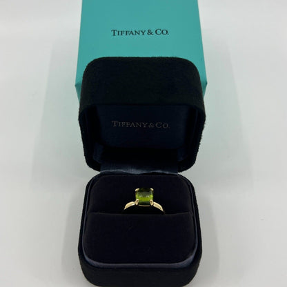 Tiffany & Co Paloma Picasso Green Peridot Sugarstack Loaf 18k Yellow Gold Ring