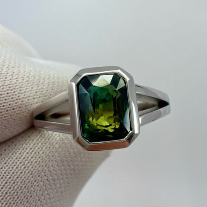 2.02ct GIA Certified Untreated Bi Colour Sapphire 18k White Gold Signet Ring