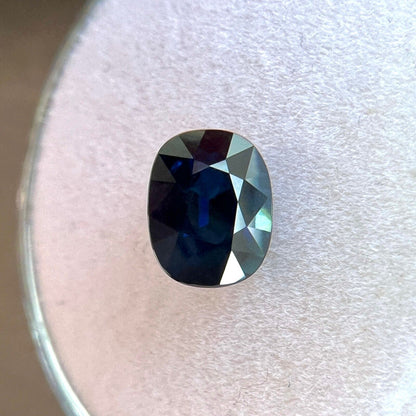 1.35ct NATURAL Deep Blue Sapphire Cushion Cut Gem 7x5.5mm VS Gemstone