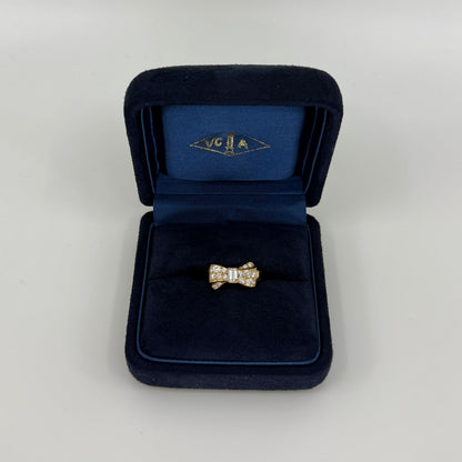 Rare Vintage Van Cleef & Arpels Diamond Celeste Ribbon Bow 18k Yellow Gold Ring