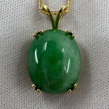 35.69ct GIA Certified Untreated Jadeite Jade A Grade 18k Yellow Gold Pendant