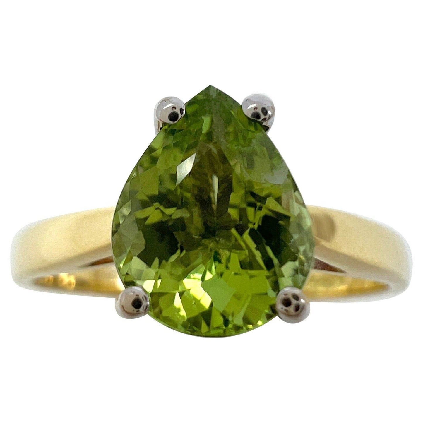 1.31ct Light Green Tourmaline Pear Cut 18k Yellow And White Gold Solitaire Ring