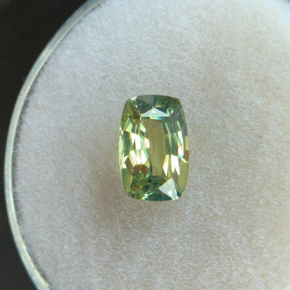 1.20ct GIA CERTIFIED Australia Sapphire No Heat Green Yellow Antique Cushion Cut