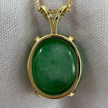 35.69ct GIA Certified Untreated Jadeite Jade A Grade 18k Yellow Gold Pendant