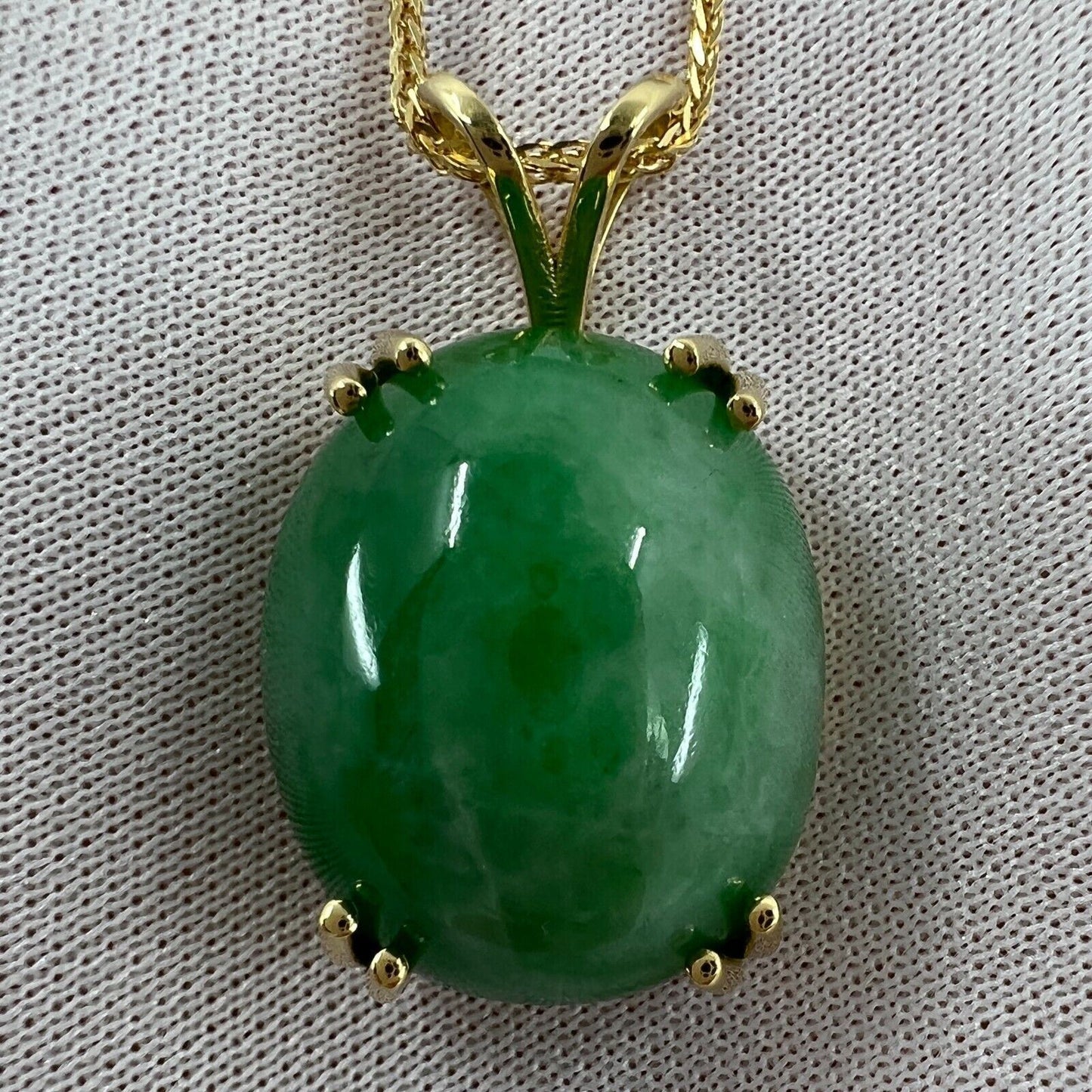 35.69ct GIA Certified Untreated Jadeite Jade A Grade 18k Yellow Gold Pendant