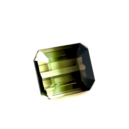 Natural BI COLOUR Tourmaline 1.60ct Green White Octagon Emerald Cut 7x6mm VVS