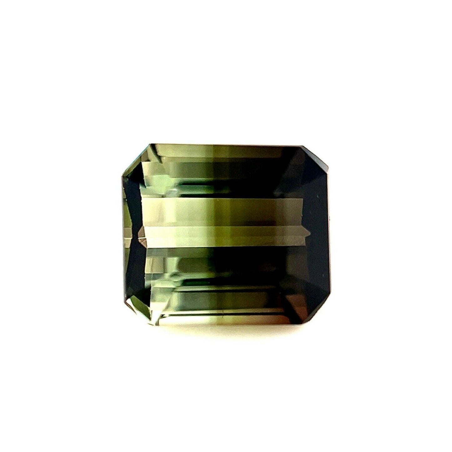 Natural BI COLOUR Tourmaline 1.60ct Green White Octagon Emerald Cut 7x6mm VVS