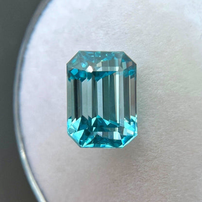 NATURAL 3.59ct Fine NEON Blue Zircon Octagon Emerald Cut Loose Gem 8.2x6mm VVS