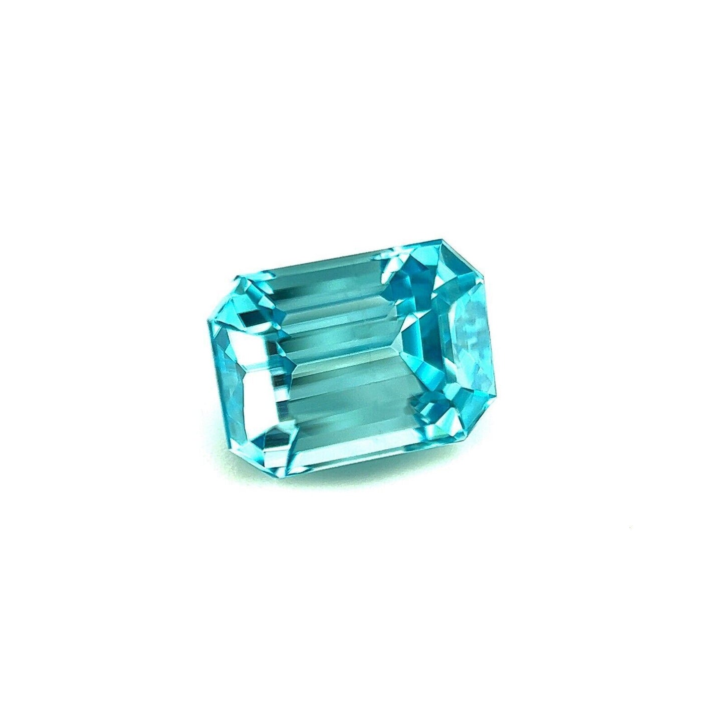 NATURAL 3.59ct Fine NEON Blue Zircon Octagon Emerald Cut Loose Gem 8.2x6mm VVS