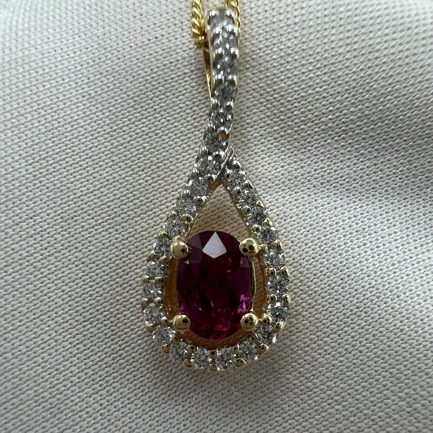 UNIQUE Pink Sapphire Diamond CERTIFIED Untreated Crossover 18k Oval Pendant