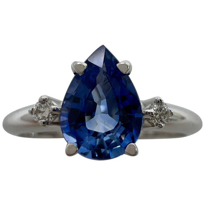 Cornflower Blue Ceylon Sapphire Diamond 18k White Gold