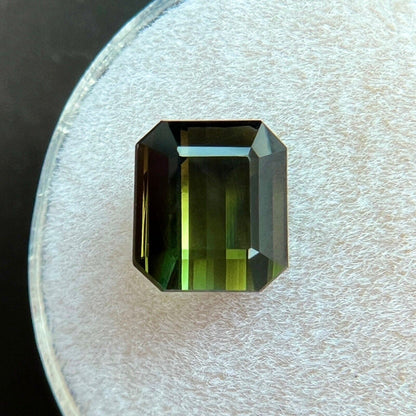 Deep Green NATURAL Bi Colour Tourmaline 2.43ct Octagon Emerald Cut 8x7.2mm VVS