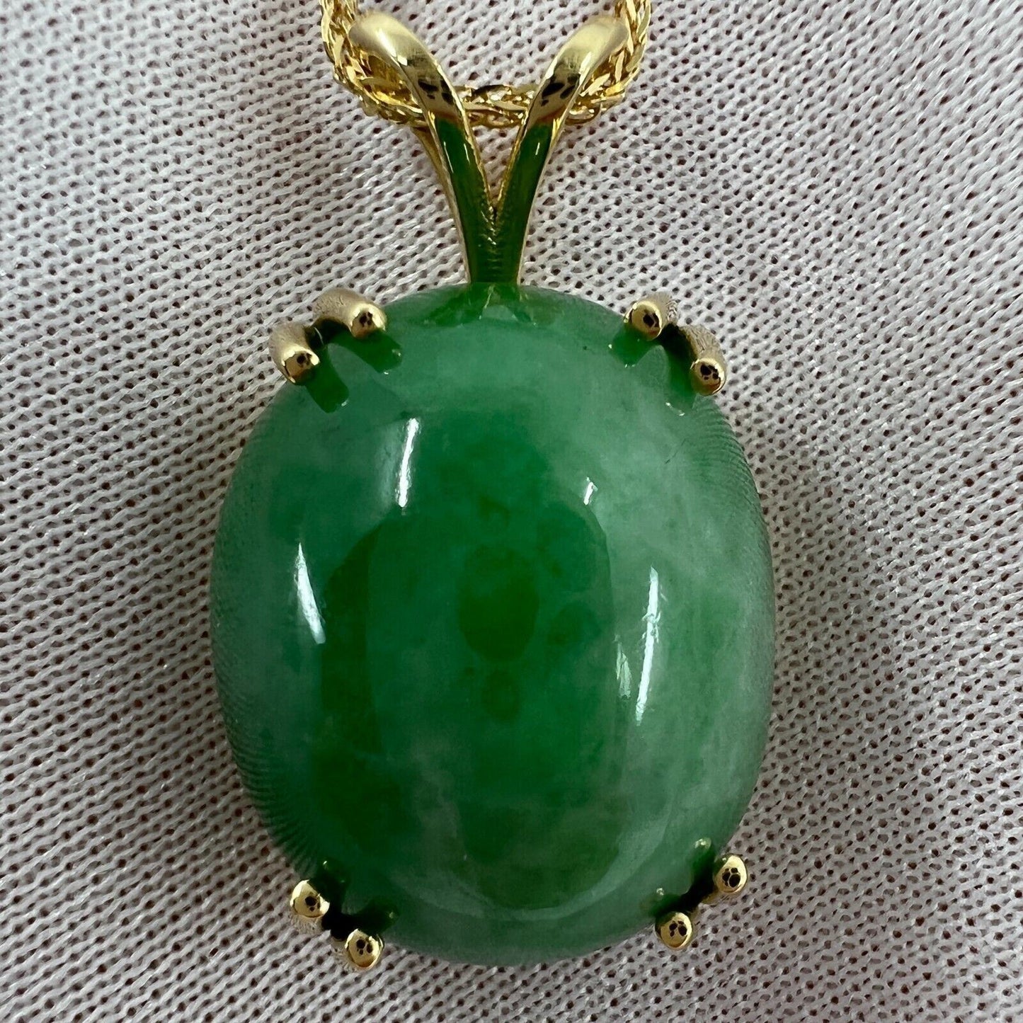 35.69ct GIA Certified Untreated Jadeite Jade A Grade 18k Yellow Gold Pendant