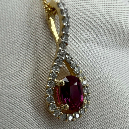 UNIQUE Pink Sapphire Diamond CERTIFIED Untreated Crossover 18k Oval Pendant