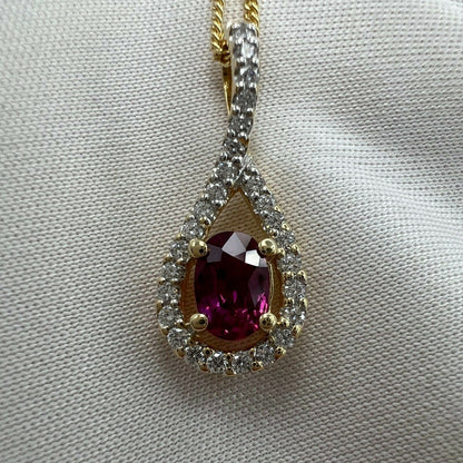 UNIQUE Pink Sapphire Diamond CERTIFIED Untreated Crossover 18k Oval Pendant