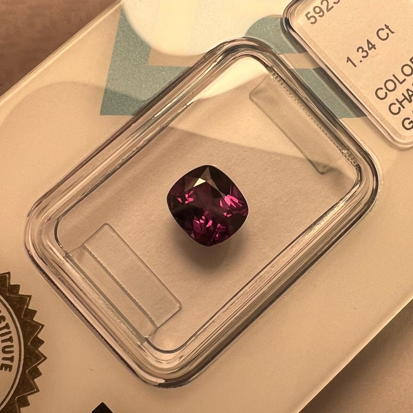 1.34ct Colour Change Garnet NATURAL Cushion Cut RARE IGI CERTIFIED Gemstone