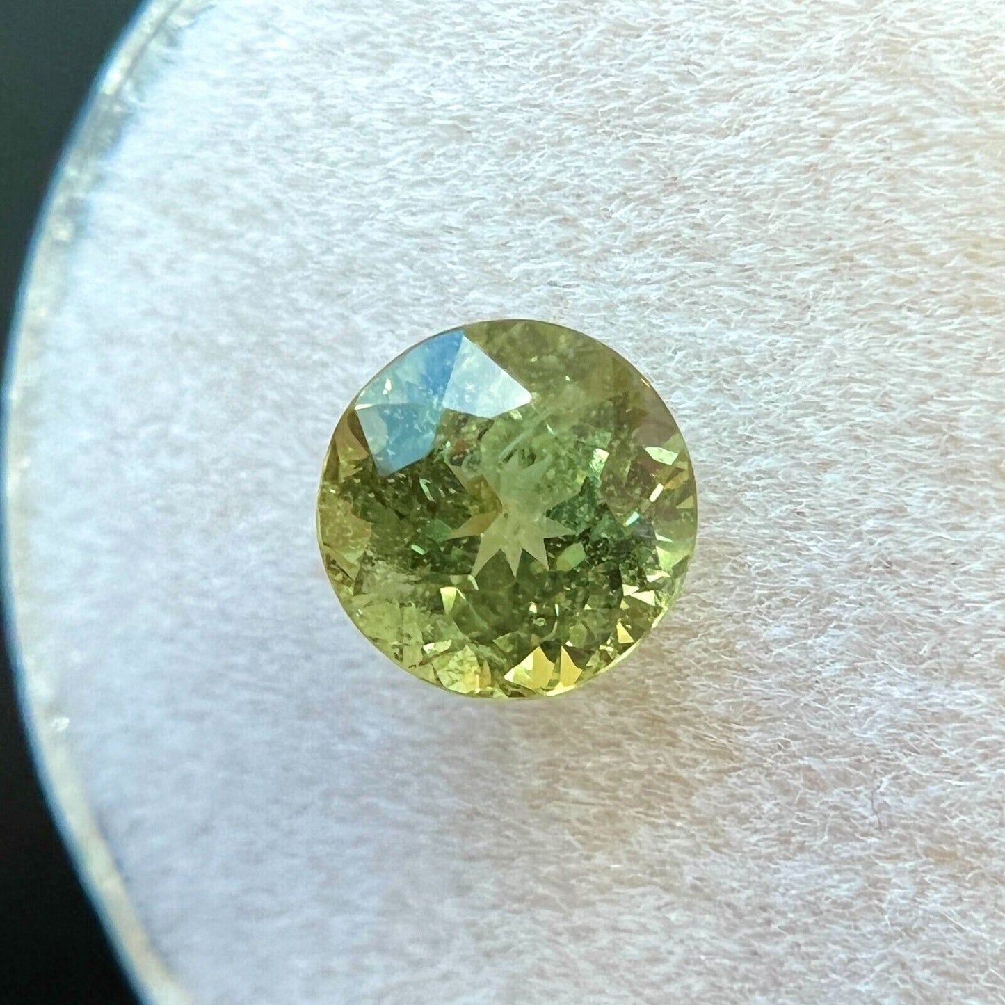 VIVID Yellow Green Sapphire 1.58ct Round Brilliant Cut Loose Gemstone 6.5mm