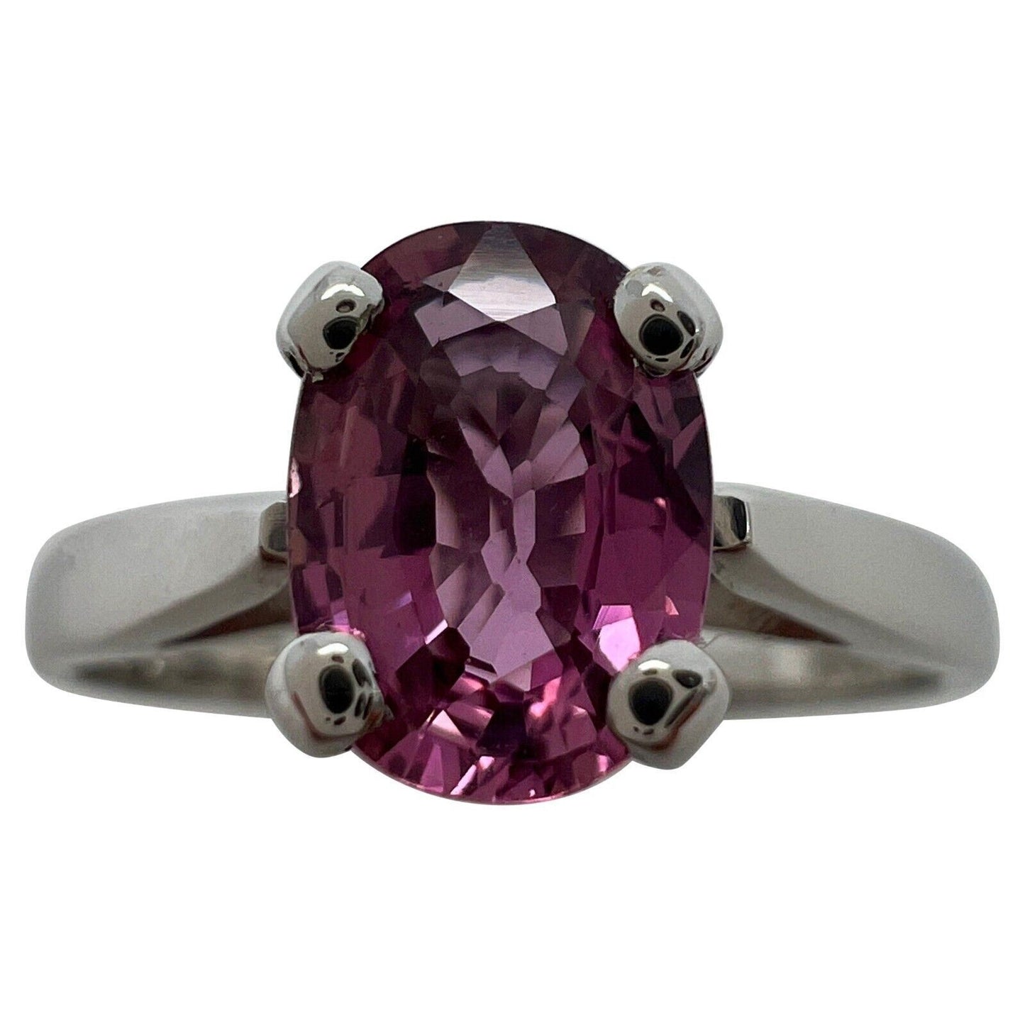 Fine Natural 1.05ct Vivid Pink Sapphire Oval Cut 18k White Gold Solitaire Ring