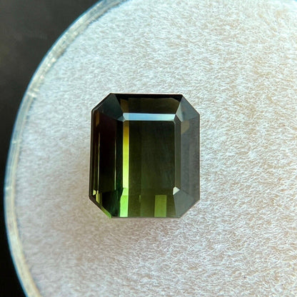 Deep Green NATURAL Bi Colour Tourmaline 2.43ct Octagon Emerald Cut 8x7.2mm VVS